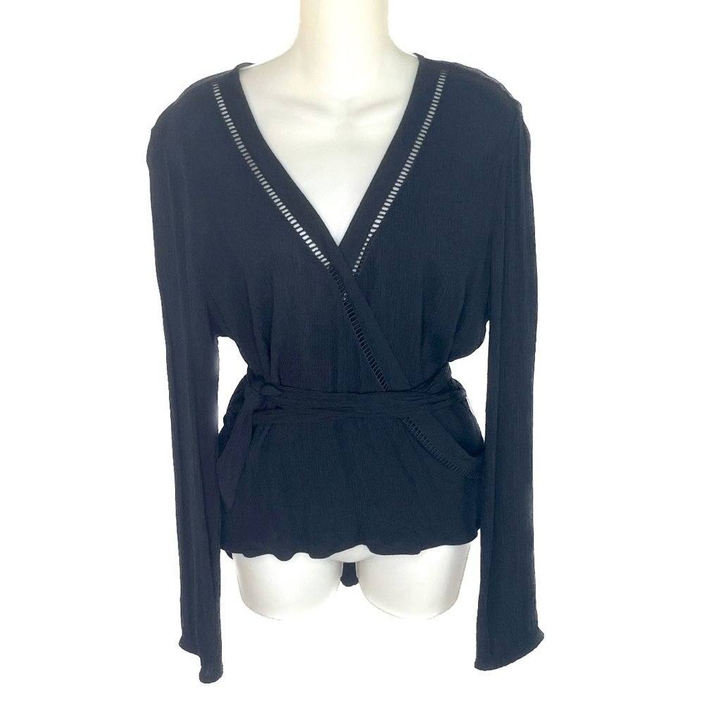 2/$25💥 INC International Concepts Black V Neck Tie Waste Sz M Bin N